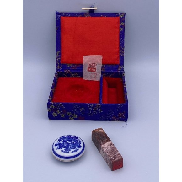 Chop and Red Paste Ink Set Chinese Stamp Seal Carving Soapstone Name Stamp Anne - Picture 3 of 7